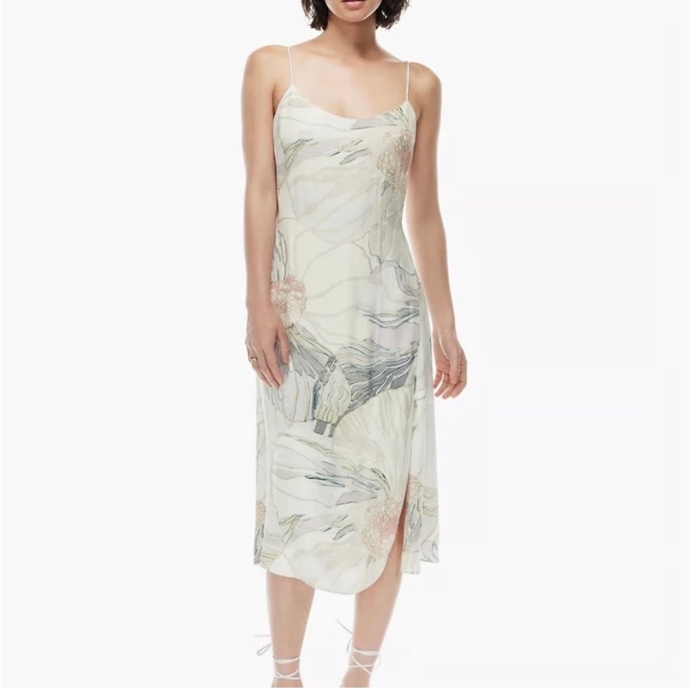 Wilfred Aritzia Wilfred Affogato Dress Midi Slip Dress Sz 0 Floral Tropical Boho